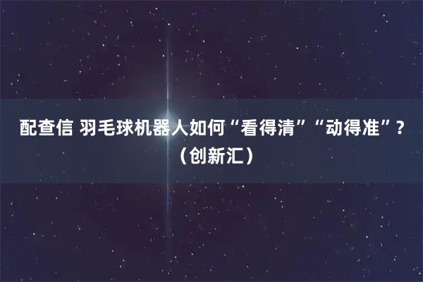 配查信 羽毛球机器人如何“看得清”“动得准”?(创新汇)
